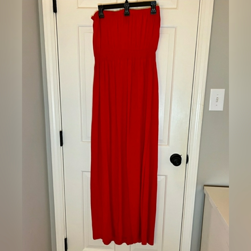 Forever 21 Red Strapless Maxi DRESS LARGE